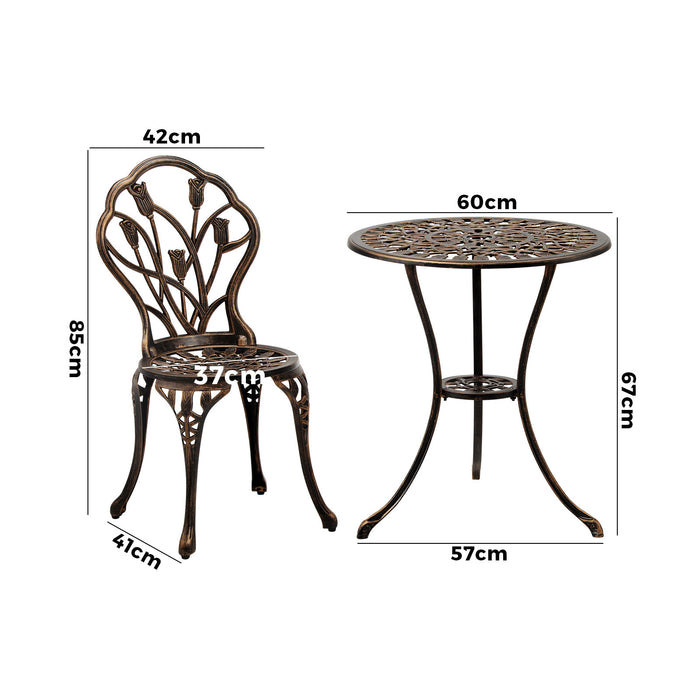 3Pcs Bistro Outdoor Setting Chairs Table Patio Dining Set Furniture