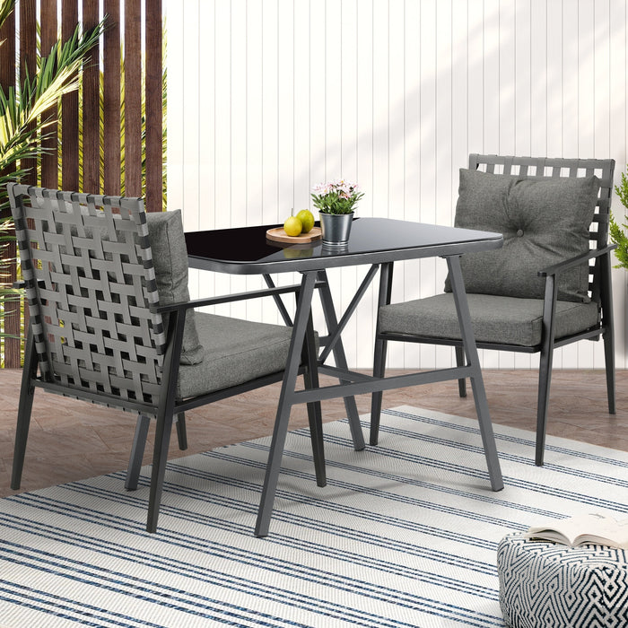 Outdoor Dining Setting Garden Patio Furniture Rattan Chairs Set 3 Piece