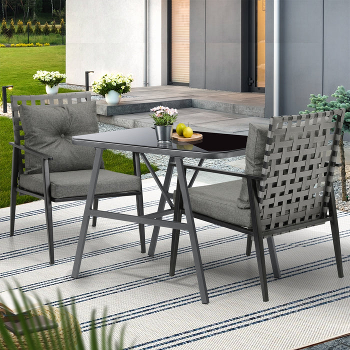 Outdoor Dining Setting Garden Patio Furniture Rattan Chairs Set 3 Piece