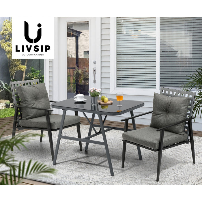 Outdoor Dining Setting Garden Patio Furniture Rattan Chairs Set 3 Piece