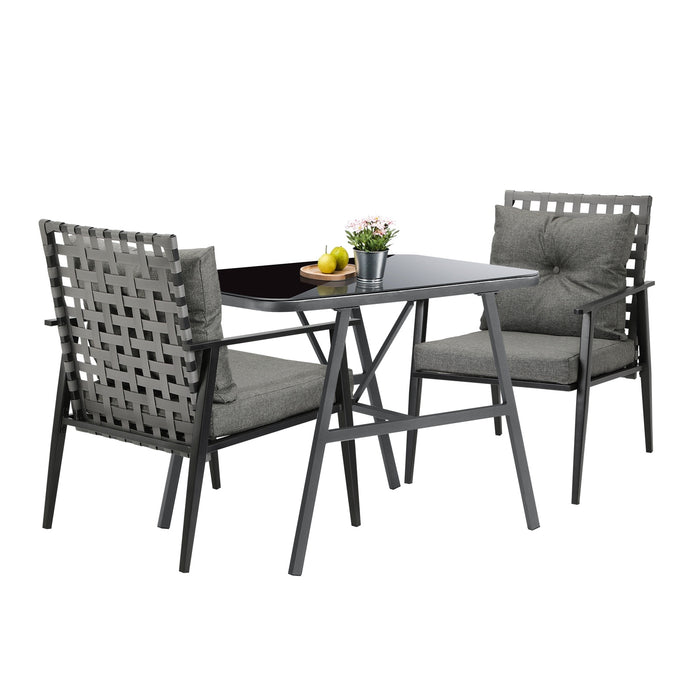 Outdoor Dining Setting Garden Patio Furniture Rattan Chairs Set 3 Piece