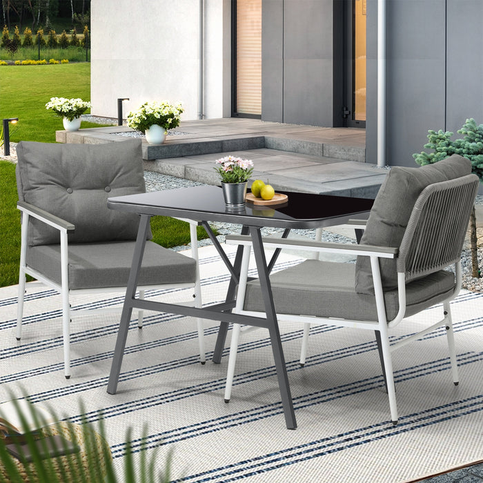 Outdoor Dining Set Patio Furniture Setting Garden Table And Chairs 3Pcs