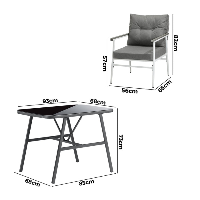 Outdoor Dining Set Patio Furniture Setting Garden Table And Chairs 3Pcs