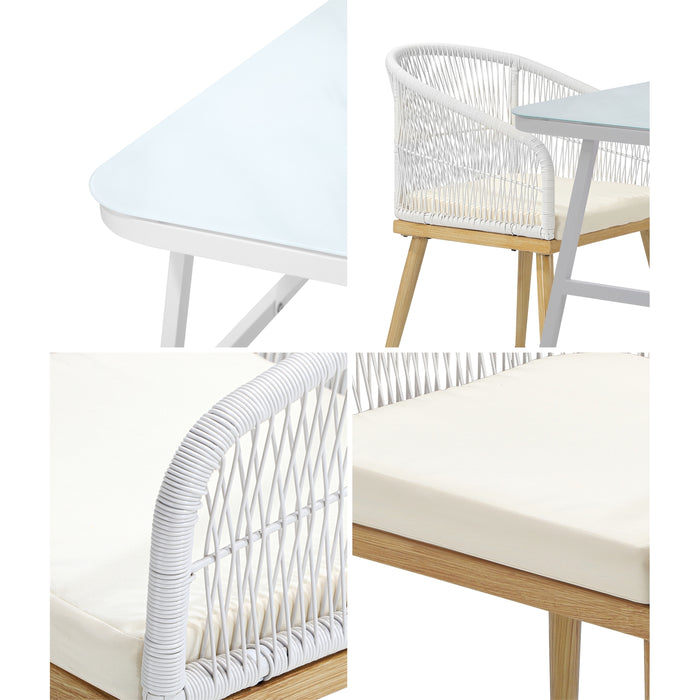 Outdoor Dining Set Patio Furniture Setting Garden Marble-Style Table 3Pcs