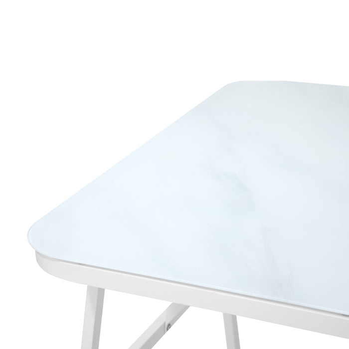 Outdoor Dining Set Patio Furniture Setting Garden Marble-Style Table 3Pcs