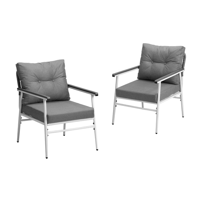 2Pcs Outdoor Chairs Setting Garden Patio Armchair Lounge Sofa White
