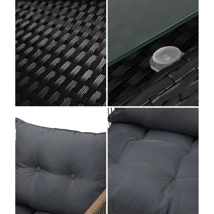 2 Seater Outdoor Patio Set Rattan Table Garden Lounge Setting Furniture