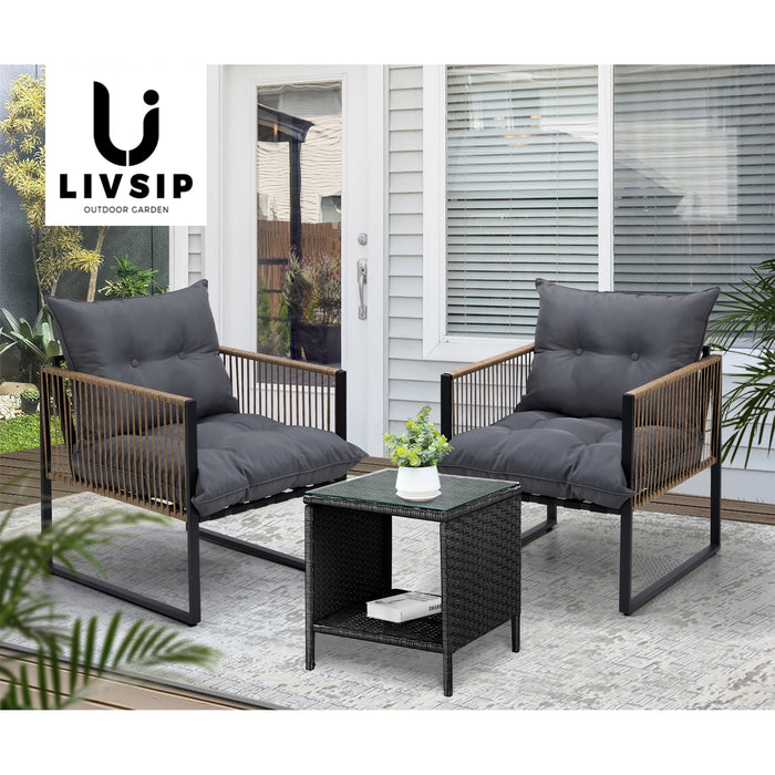 2 Seater Outdoor Patio Set Rattan Table Garden Lounge Setting Furniture