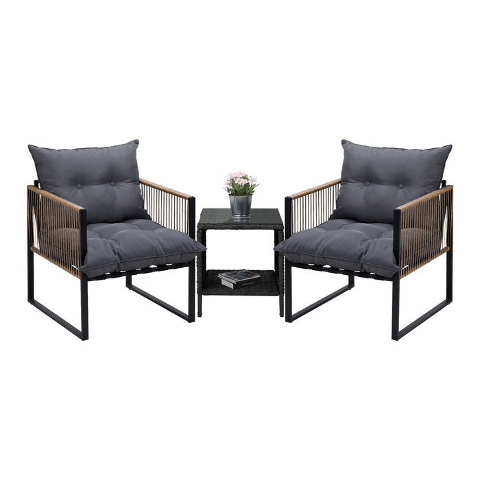 2 Seater Outdoor Patio Set Rattan Table Garden Lounge Setting Furniture