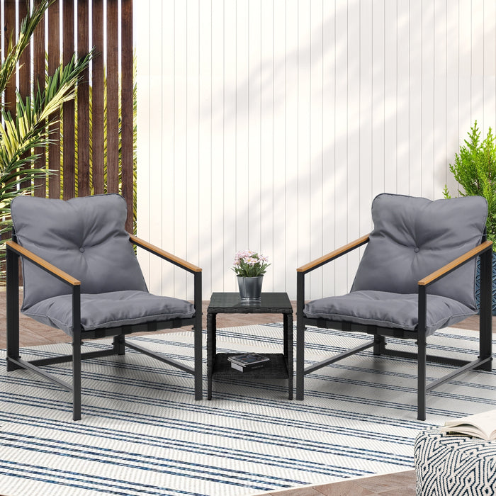 3 Piece Outdoor Patio Set Lounge Setting Garden Furniture Rattan Table