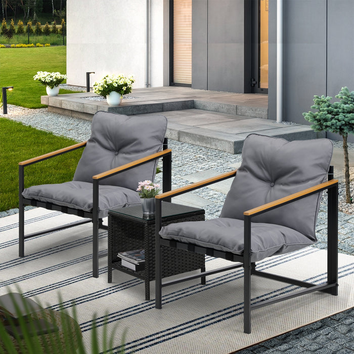 3 Piece Outdoor Patio Set Lounge Setting Garden Furniture Rattan Table