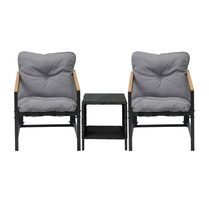 3 Piece Outdoor Patio Set Lounge Setting Garden Furniture Rattan Table