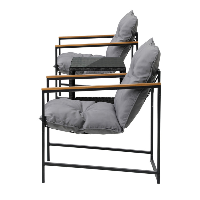 3 Piece Outdoor Patio Set Lounge Setting Garden Furniture Rattan Table