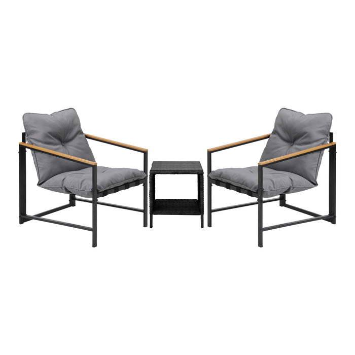 3 Piece Outdoor Patio Set Lounge Setting Garden Furniture Rattan Table