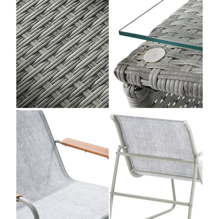 3Pcs Outdoor Bistro Set Patio Garden Furniture Chair Side Table Pe Wicker