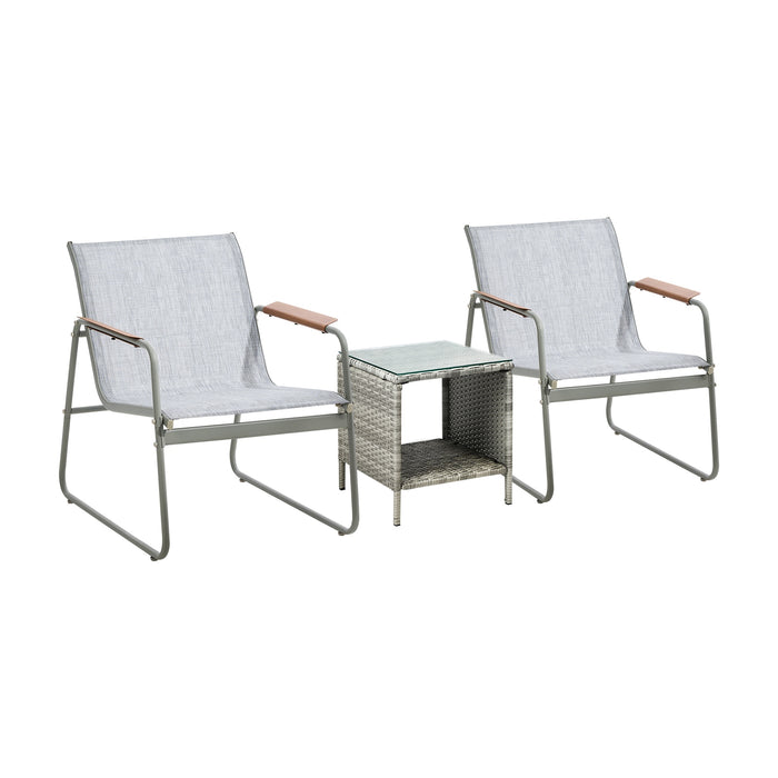 3Pcs Outdoor Bistro Set Patio Garden Furniture Chair Side Table Pe Wicker