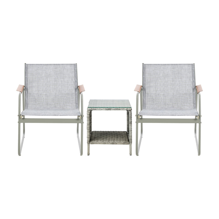 3Pcs Outdoor Bistro Set Patio Garden Furniture Chair Side Table Pe Wicker