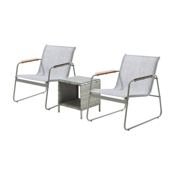 3Pcs Outdoor Bistro Set Patio Garden Furniture Chair Side Table Pe Wicker