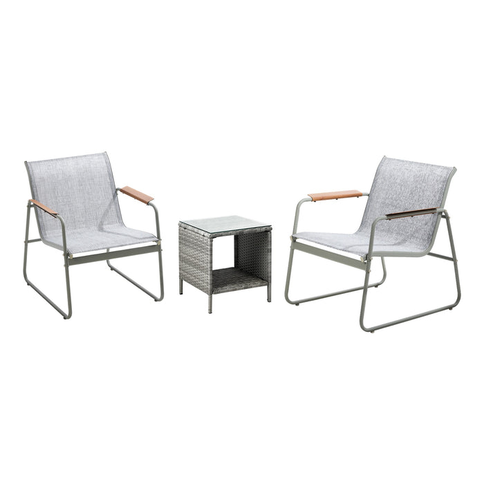 3Pcs Outdoor Bistro Set Patio Garden Furniture Chair Side Table Pe Wicker