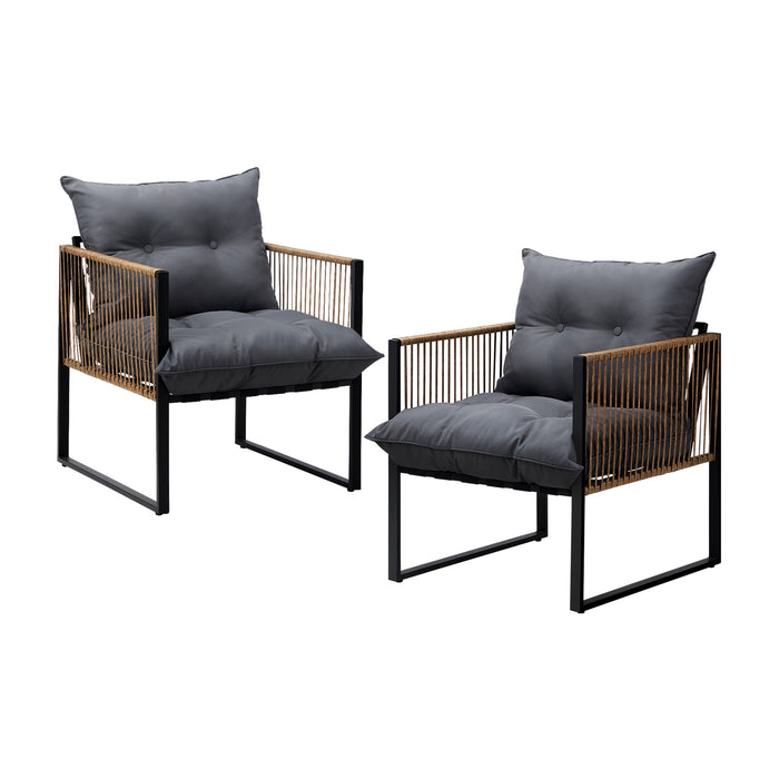 2 Pack Outdoor Furniture Chairs Garden Patio Garden Lounge Set Pe Wicker