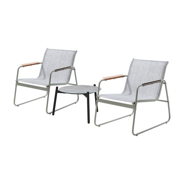 3Pcs Outdoor Bistro Set Patio Chair 50Cm Coffee Table Textilene Furniture