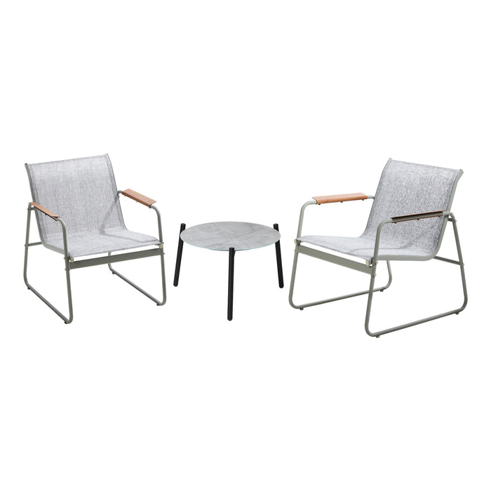 3Pcs Outdoor Bistro Set Patio Chair 50Cm Coffee Table Textilene Furniture