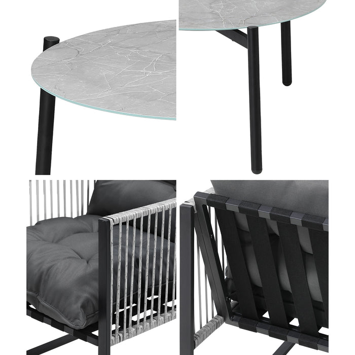 5Pcs Outdoor Patio Set Table Garden Lounge Chairs Grey 70Cm Coffee Table