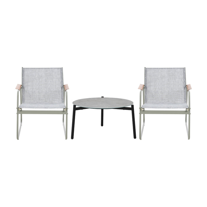 3Pcs Outdoor Bistro Set Patio Chair 70Cm Coffee Table Textilene Furniture