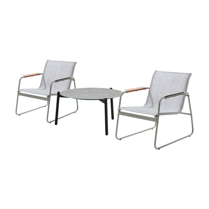 3Pcs Outdoor Bistro Set Patio Chair 70Cm Coffee Table Textilene Furniture