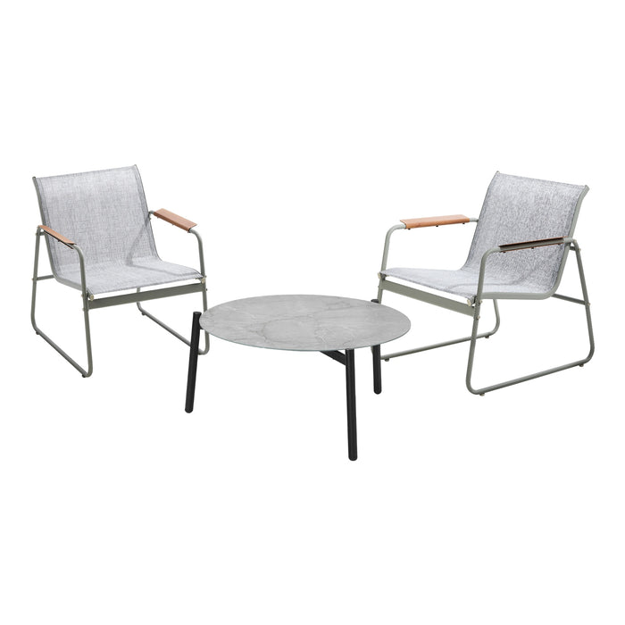 3Pcs Outdoor Bistro Set Patio Chair 70Cm Coffee Table Textilene Furniture