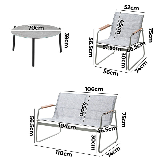 Outdoor Lounge Setting 4 Seater Furniture Patio 70Cm Coffee Table Garden