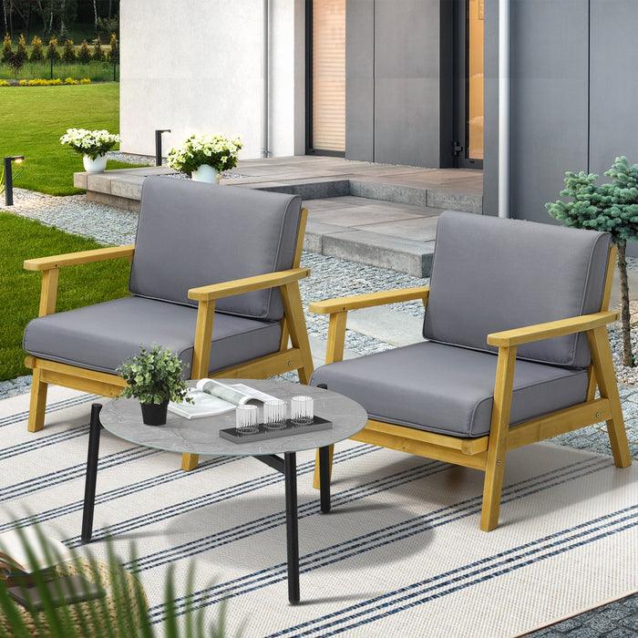 Outdoor Lounge Set 3Pcs Patio Furniture Sets 70Cm Grey Coffee Side Table