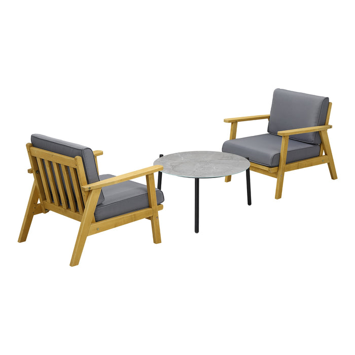 Outdoor Lounge Set 3Pcs Patio Furniture Sets 70Cm Grey Coffee Side Table