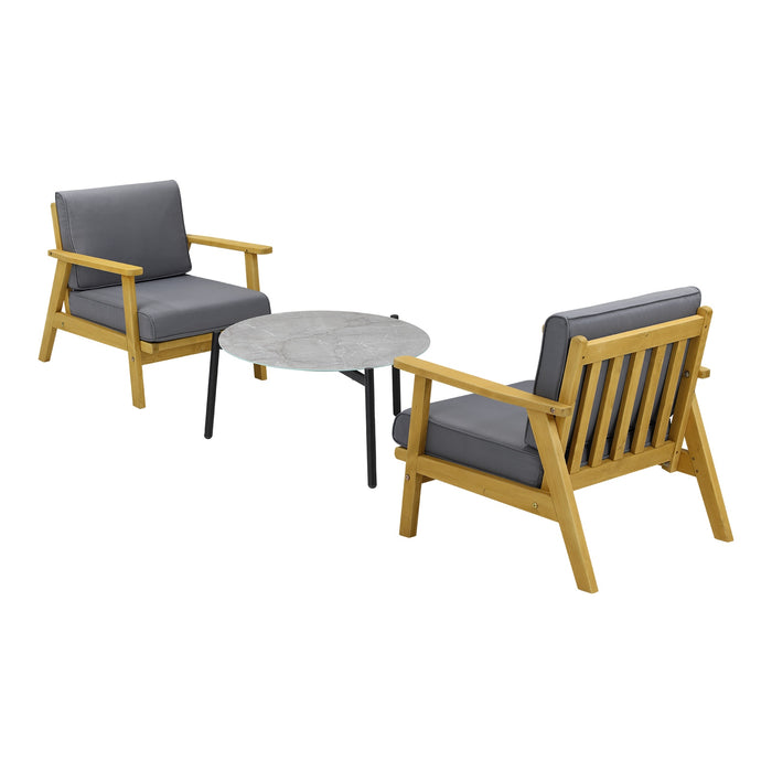 Outdoor Lounge Set 3Pcs Patio Furniture Sets 70Cm Grey Coffee Side Table