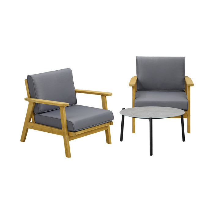 Outdoor Lounge Set 3Pcs Patio Furniture Sets 70Cm Grey Coffee Side Table