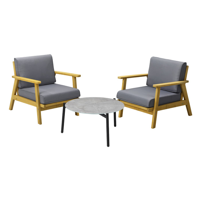 Outdoor Lounge Set 3Pcs Patio Furniture Sets 70Cm Grey Coffee Side Table