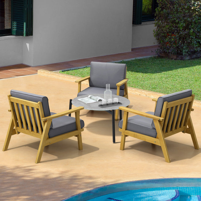 4Pcs Outdoor Lounge Set Patio Furniture Sets Grey Coffee Side Table