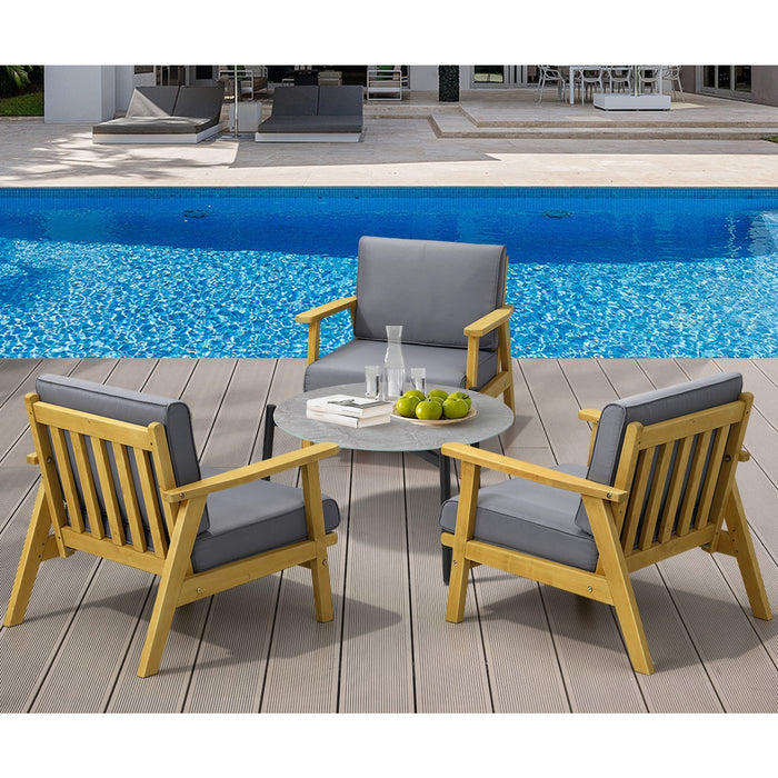 4Pcs Outdoor Lounge Set Patio Furniture Sets Grey Coffee Side Table