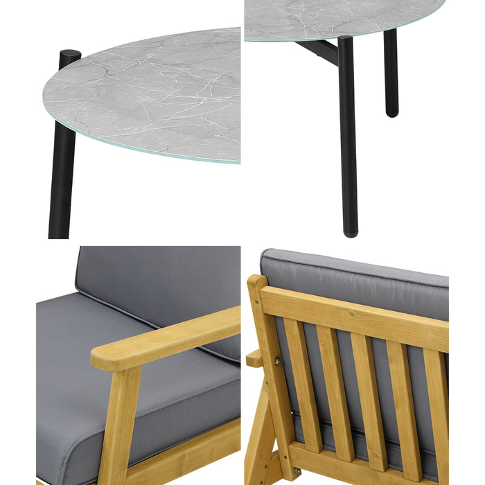 4Pcs Outdoor Lounge Set Patio Furniture Sets Grey Coffee Side Table