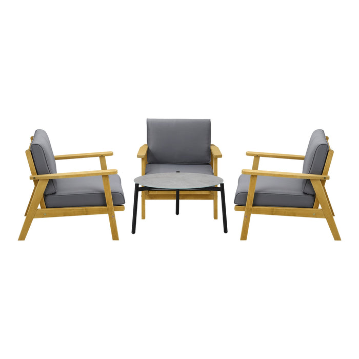 4Pcs Outdoor Lounge Set Patio Furniture Sets Grey Coffee Side Table