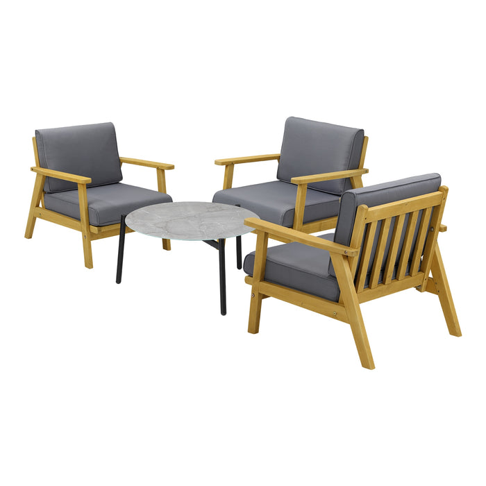 4Pcs Outdoor Lounge Set Patio Furniture Sets Grey Coffee Side Table