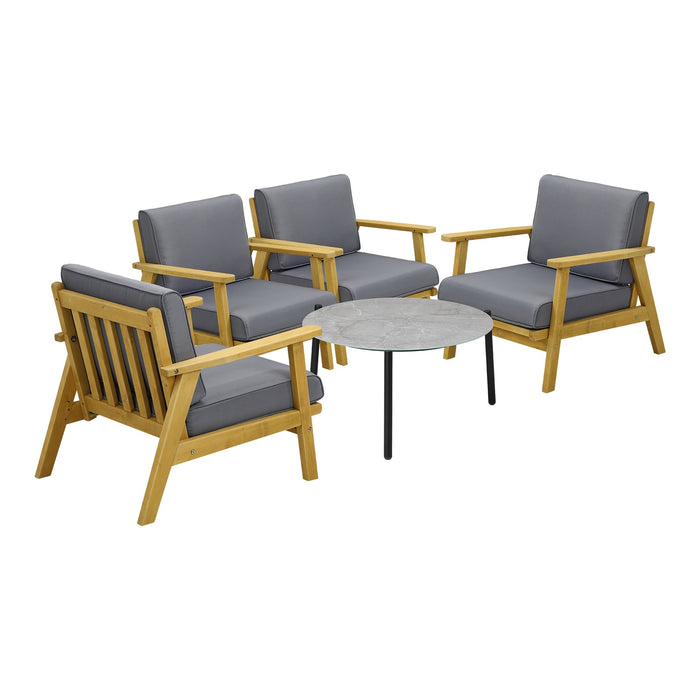 Outdoor Lounge Set 5Pcs Patio Furniture Sets 70Cm Grey Coffee Side Table