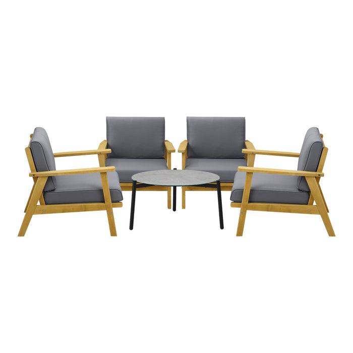 Outdoor Lounge Set 5Pcs Patio Furniture Sets 70Cm Grey Coffee Side Table