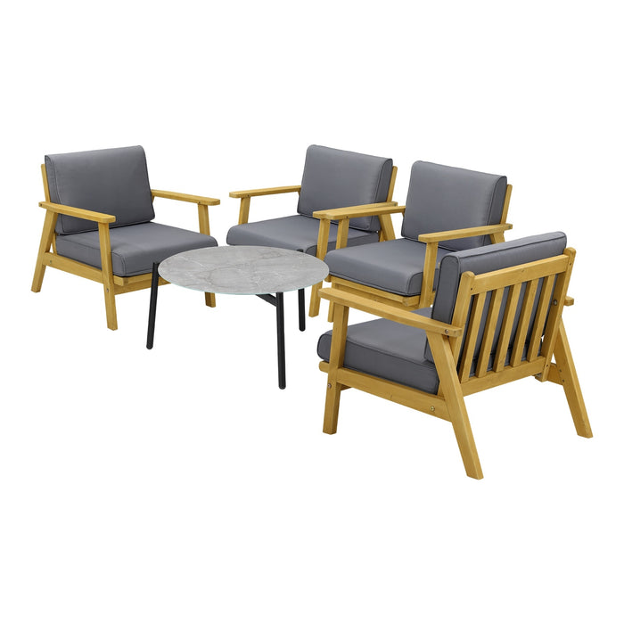 Outdoor Lounge Set 5Pcs Patio Furniture Sets 70Cm Grey Coffee Side Table