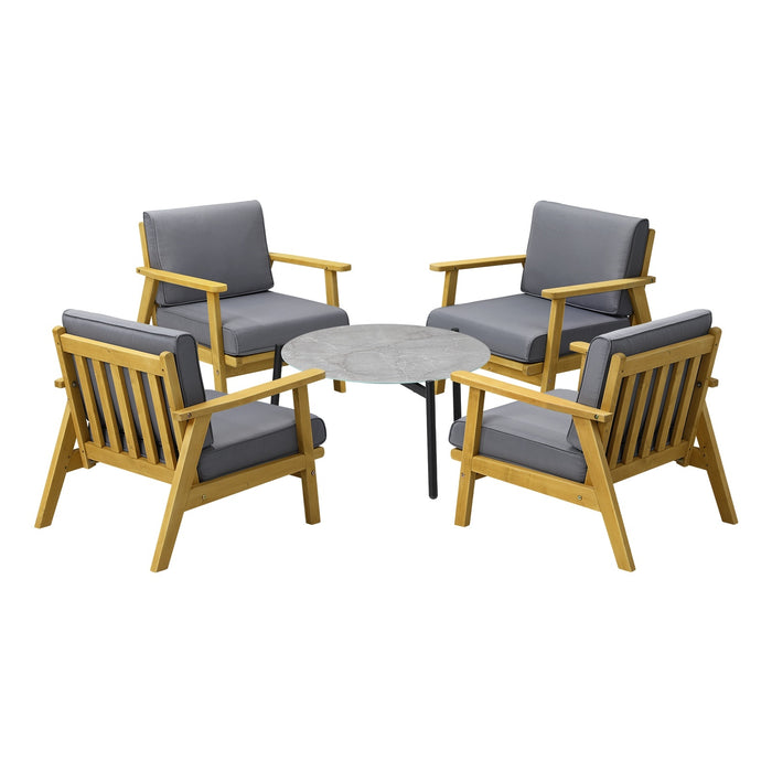 Outdoor Lounge Set 5Pcs Patio Furniture Sets 70Cm Grey Coffee Side Table