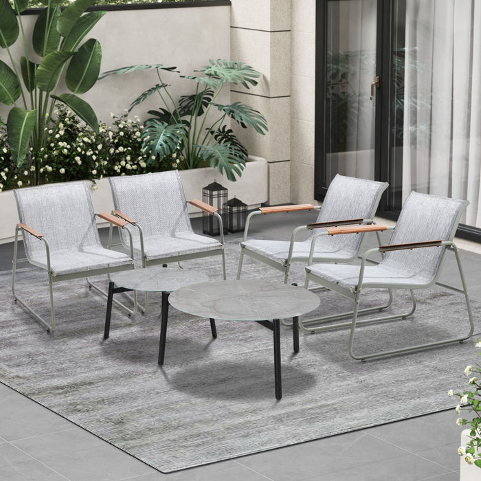 6Pcs Outdoor Patio Set Chair Lounge 70Cm Coffee Table Textilene Furniture