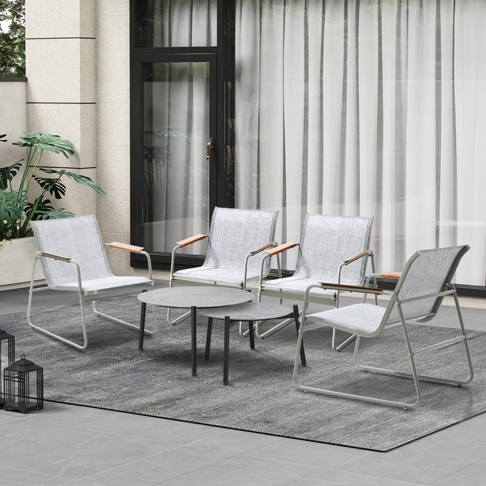 6Pcs Outdoor Patio Set Chair Lounge 70Cm Coffee Table Textilene Furniture