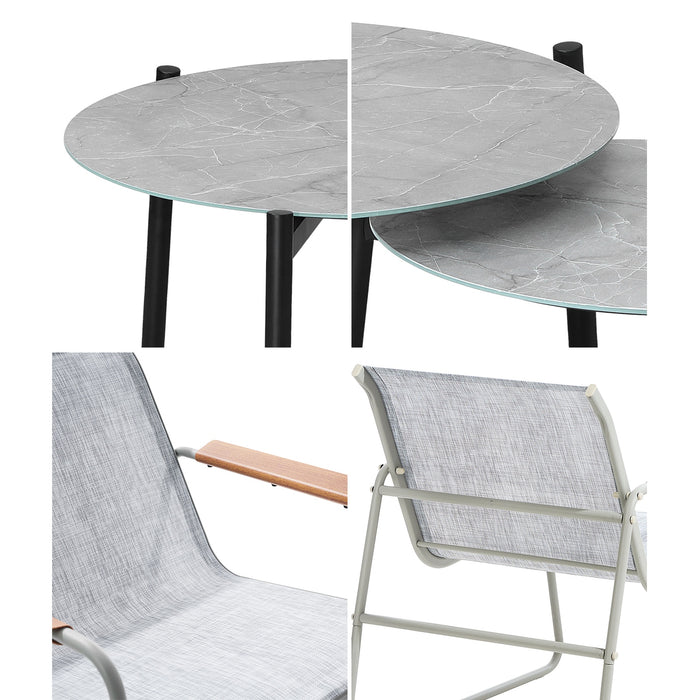 6Pcs Outdoor Patio Set Chair Lounge 70Cm Coffee Table Textilene Furniture