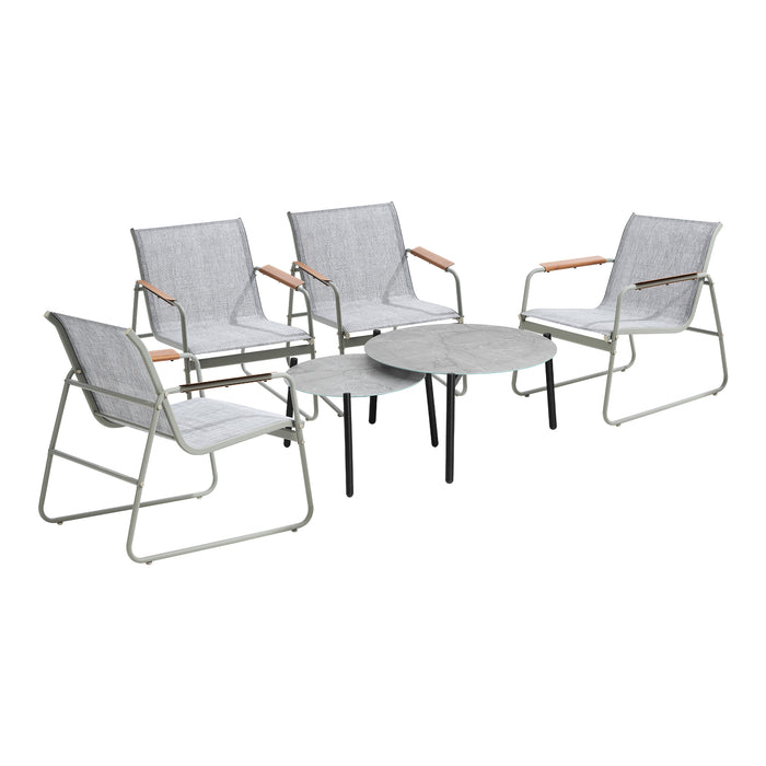 6Pcs Outdoor Patio Set Chair Lounge 70Cm Coffee Table Textilene Furniture