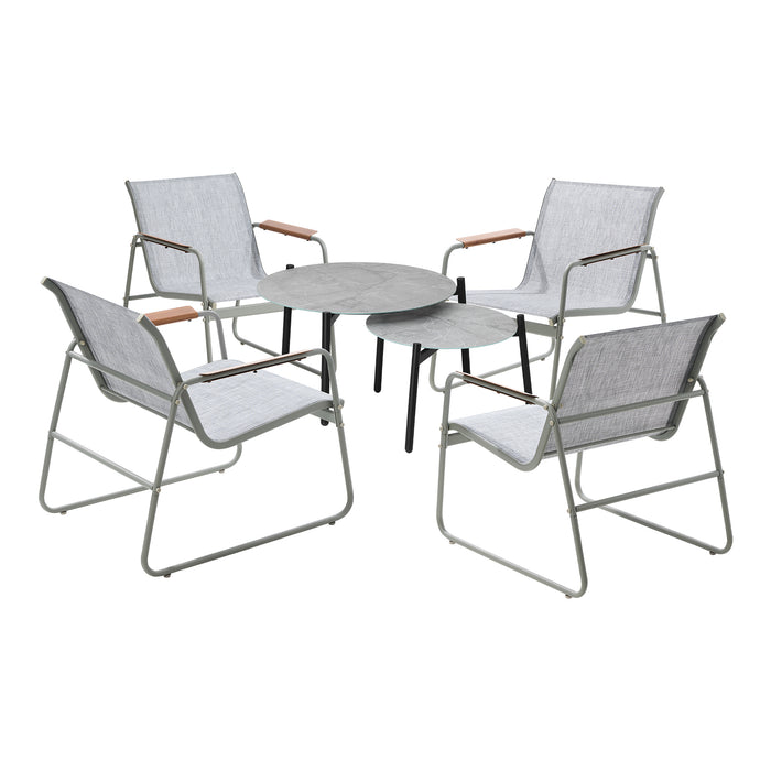 6Pcs Outdoor Patio Set Chair Lounge 70Cm Coffee Table Textilene Furniture